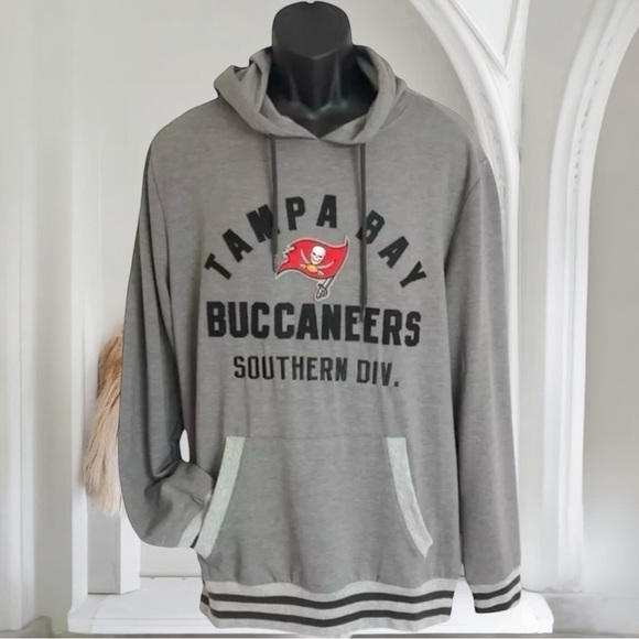 Team Apparel NFL Hoodie Drawstring Heather Gray Tampa Bay Buccaneers - Picture 1 of 11